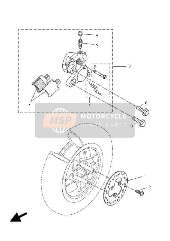 Yamaha EW50N SLIDER 2008 Pinza de freno delantero para un 2008 Yamaha EW50N SLIDER